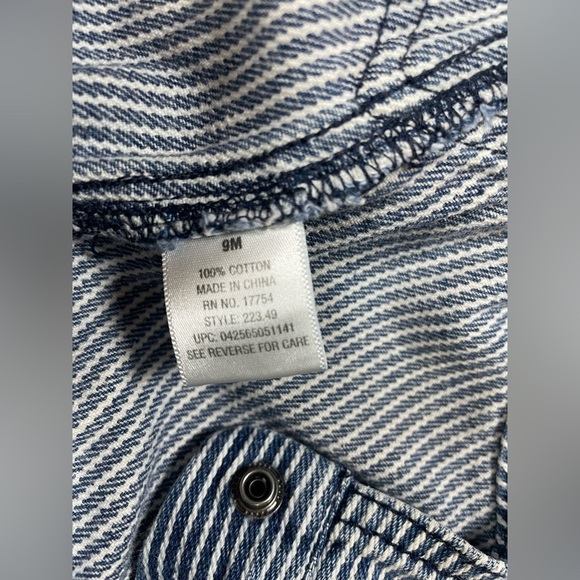 Lakin McKey by KEY Baby Overalls 9M Blue White Railroad Stripe Denim - Picture 10 of 13